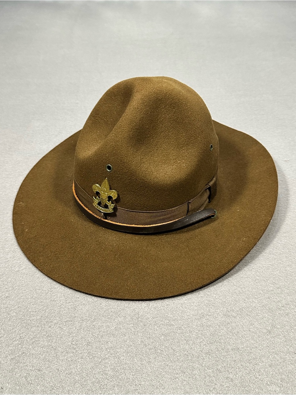 Vintage WWII Style Campaign Hat 1944 Marked BSA Scout Badge Wool Size 7 1/8